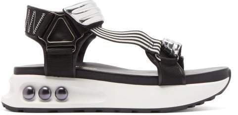 Nkp3 Faux Pearl Inlay Leather Flatform Sandals - Womens - Silver