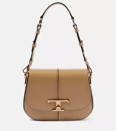 T Timeless Mini Leather Shoulder Bag in Neutrals - Tods | Mytheresa