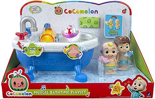 Amazon.com: CoComelon Musical Bathtime Playset - Plays Clips of The ‘Bath Song’ - Features 2 Color Change Figures (JJ & Tomtom), 2 Toy Bath Squirters, Cleaning Cloth – Toys for Kids, Toddlers, and Preschoolers : Toys & Games