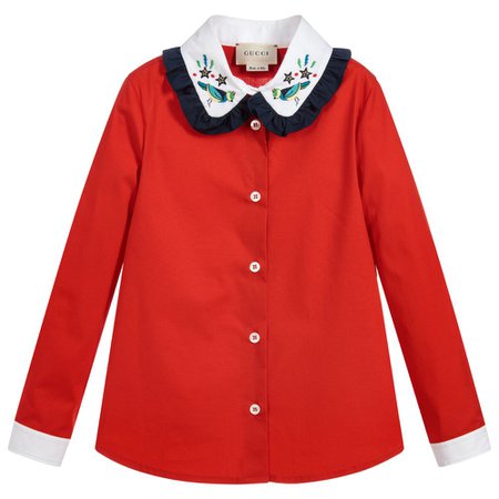 Gucci Red Cotton Blouse