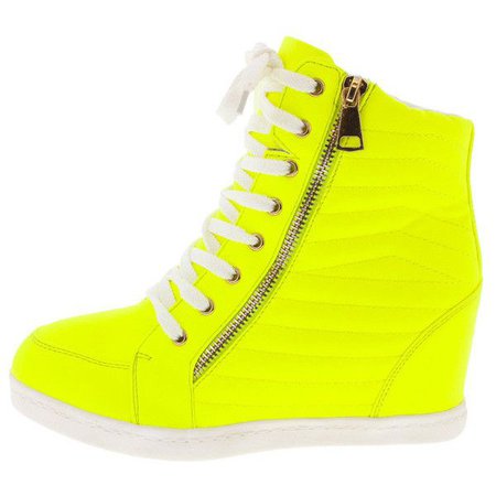Neon Yellow Sneaker Wedges
