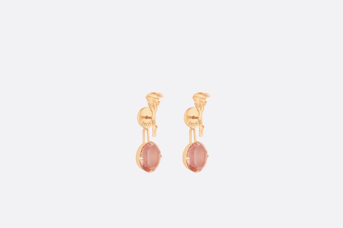 Dior Dream Earrings Gold-Finish Metal and Pink Crystals - Fashion Jewelry - Woman | DIOR