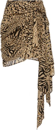 Dundas Gilded Chiffon Leopard-Print Skirt