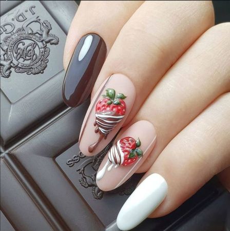 chocolate covered strawberry nails