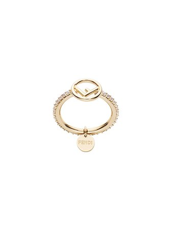 Fendi crystal-embellished Logo Ring - Farfetch