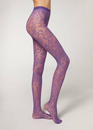 purple floral stockings