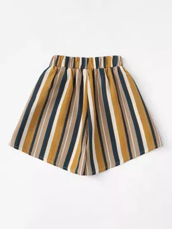 Elastic Waist Vertical-Striped Shorts