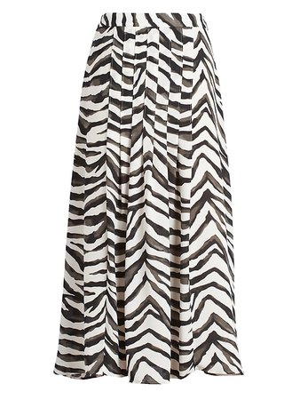 Zebra Pleated Midi Skirt | Banana Republic