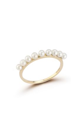 14k Yellow Gold Diamond, Pearl Ring By Mateo | Moda Operandi