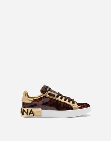 Mother-Of-Pearl Portofino Print Patent Leather Sneakers