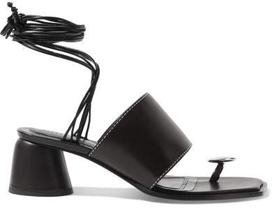 Embellished Leather Sandals - Black