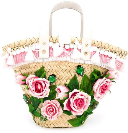 rose appliqued bucket bag