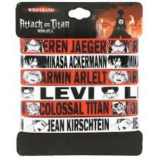 Hot Topic Attack On Titan Characters Rubber Bracelet Set