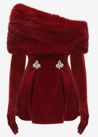 Red Fur Velvet dress