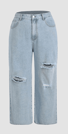 Curve & Plus Denim Basic Ripped Jeans  (Cider)