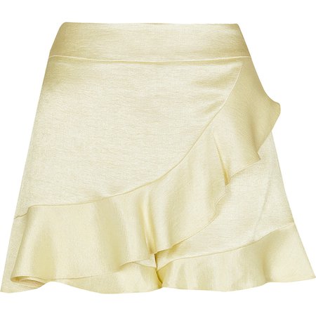 Yellow soft frill shorts | River Island