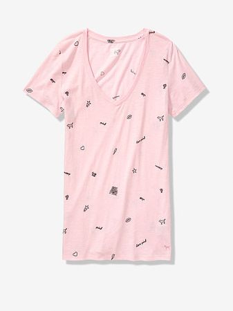 Perfect V-Neck Tee - PINK - pink
