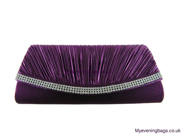 Purple Evening Bags - Purple Satin Evening Clutch Bag
