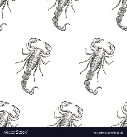 Hand drawn engraving scorpion seamless pattern Vector Image