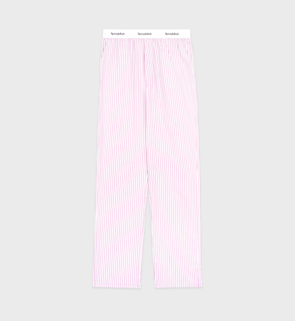 Sporty & Rich Serif Logo Pyjama Trousers Pants - Lilac Striped