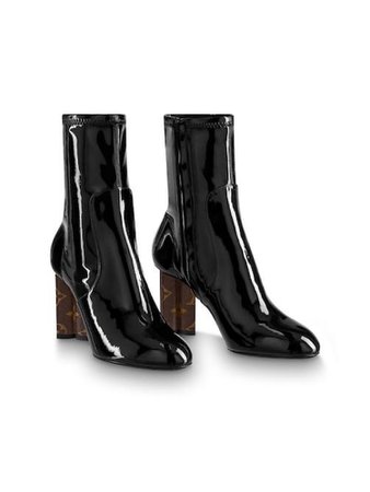 Black latex Louis Vuitton ankle boots