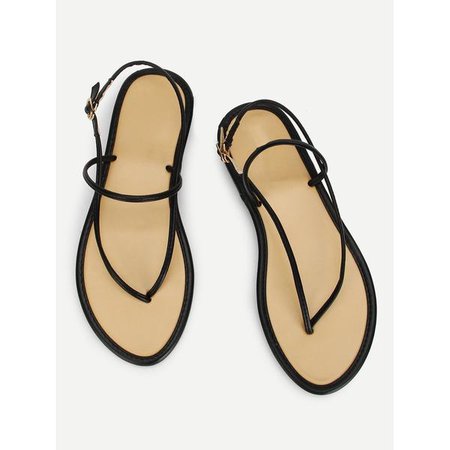 Sandals | Shop Women's Black Toe Post Strappy Sandals at Fashiontage | de33d8d2-0-color-black-size-eur35
