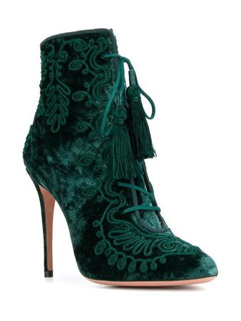Aquazzura green velvet boots