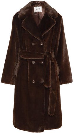 STAND - Faustine Faux Fur Coat - Brown