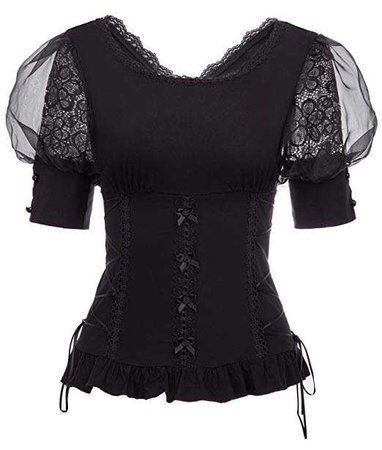 Belle Poque women steampunk gothic lace t-shirt tops victorian