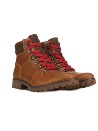 brown waterproof hiking boots shoes red laces