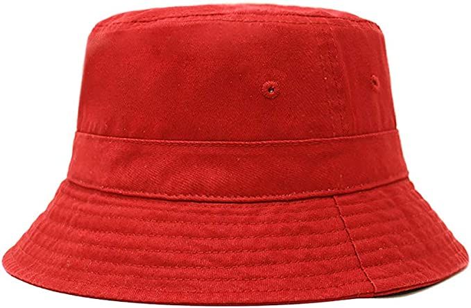 CHOK.LIDS Cotton Bucket Hats Unisex Wide Brim Outdoor Summer Cap Hiking Beach Sports (Red) at Amazon Women’s Clothing store