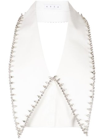 AREA crystal-embellished Chelsea Collar Top
