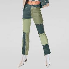 green patchwork jeans - Google Search