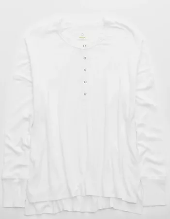 OFFLINE Ribbed Henley T-Shirt white