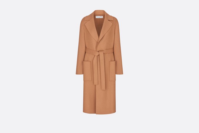 Dior, WRAP COAT WITH BELT Beige Double-Faced Wool and Angora