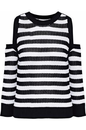 Cold-shoulder striped open-knit cotton sweater | RAG & BONE | Sale up to 70% off | THE OUTNET