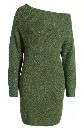 Treasure & Bond One-Shoulder Long Sleeve Rib Sweater Dress | Nordstrom