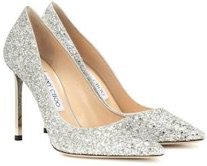 Silver high heel shoes