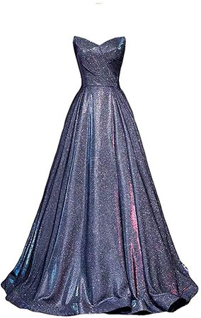 BelleAngel Women's Sweetheart Strapless Long Satin Prom Dress Sexy Glitter Formal Ball Gown Purple 16 at Amazon Women’s Clothing store: