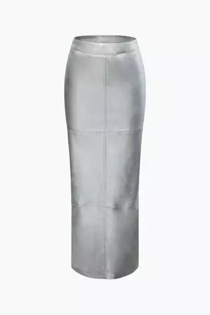 High Waist Metallic Slit Maxi Skirt – Micas