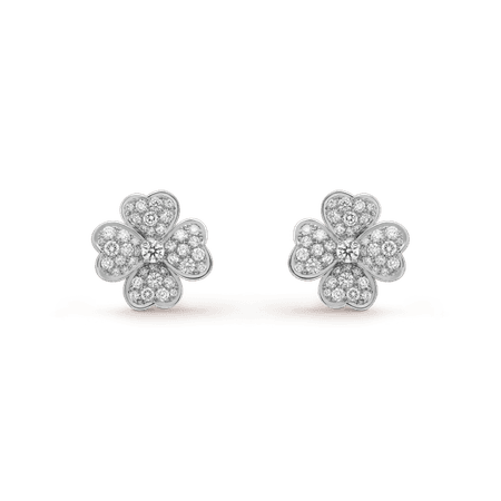 Cosmos earrings, small model White gold, Diamond - Van Cleef & Arpels