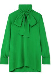 Gucci | Floral-print pussy bow silk-satin blouse | NET-A-PORTER.COM