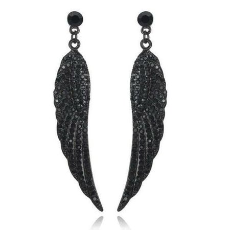 Black Angel Wings Earrings with Crystals | eBay