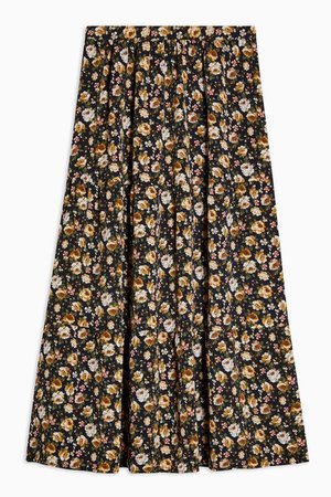 Multi Vintage Floral Tiered Midi Skirt | TopShop