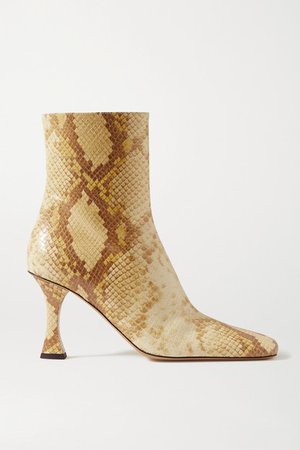Snake-effect Leather Ankle Boots - Snake print