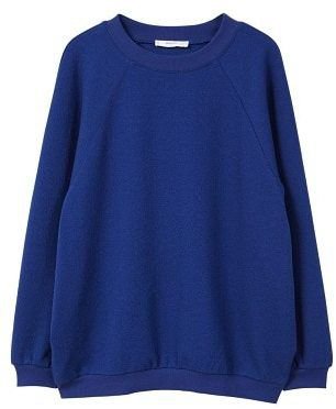 MANGO Textured sweatshirt-Navy Blue