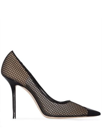Jimmy Choo Love 100mm Mesh And Leather Pumps - Farfetch