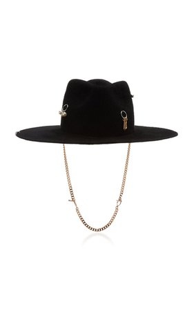 Chain-Embellished Felt Fedora Hat By Ruslan Baginskiy Hats | Moda Operandi