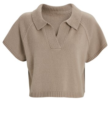 Madeleine Thompson Ryan Cropped Cashmere Polo Sweater | INTERMIX®