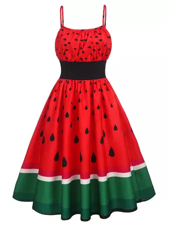 Red 1950s Watermelon Patchwork Dress – Retro Stage - Chic Vintage Dresses and Accessories
